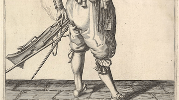 17th-century Musketeer Loading His Weapon