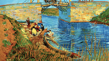 Langlois Bridge at Arles with Women Washing by van Gogh