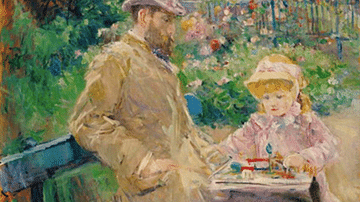 Eugène Manet & His Daughter in the Garden at Bougival by Morisot