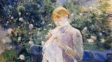 Pasie Sewing in Bourgival's Garden by Morisot