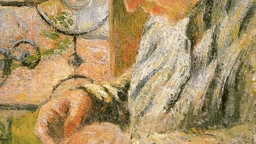 Madame Pissarro Sewing by Pissarro