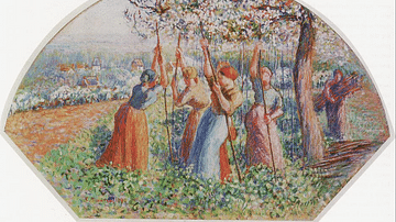 Peasant Women Planting Pea Sticks by Pissarro