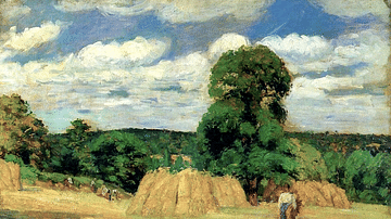 The Harvest at Montfoucault by Pissarro