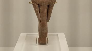 Cypriot Figurine of a Standing Male Wearing a High Tiara