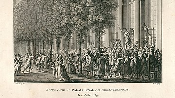 Desmoulins Making a Call to Arms, 12 July 1789