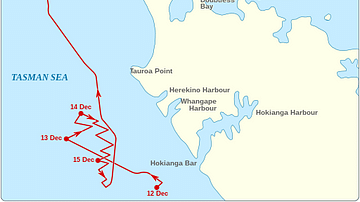 The Route of the St Jean Baptiste and the Endeavour around the North Cape of New Zealand