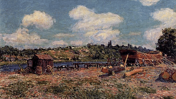 Boatyard at Saint-Mammés by Sisley