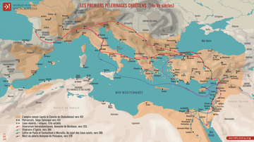 Carte des premiers pèlerinages chrétiens (IVe-Ve siècles)