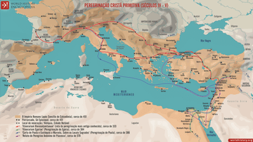 Mapa da Peregrinação Cristã Primitiva Séculos IV V