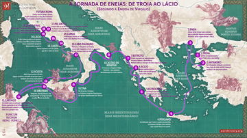 Mapa da Viagem de Eneias: De Troia às Origens de Roma