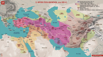 Mapa del Imperio persa aqueménida c. 500 a.C.