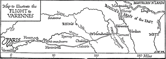 Map to Illustrate the Flight to Varennes