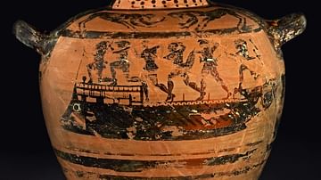 Greek Bireme on an Etruscan Water Jar