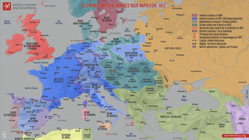 Mapa de la Europa napoleónica en su máxima extensión