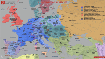 Carte du Premier Empire et de l'Europe napoléonienne en 1812