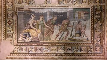 Mosaic of Daedalus, Icarus, and Pasiphaë from Zeugma