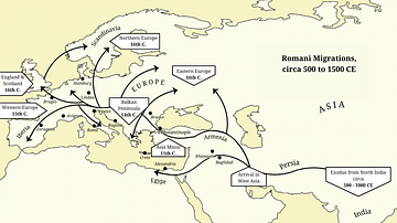 Map of Romani Migration in the Middle Ages