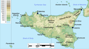 Topographical Map of Sicily