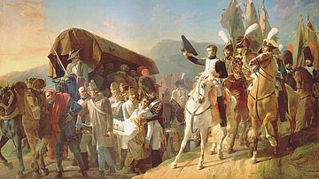 Napoleon Salutes Wounded Austrian Troops After Their Surrender