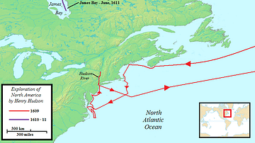 Map of the Two North American Voyages of Henry Hudson
