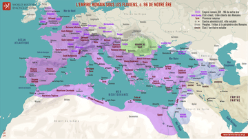 Carte de l'Empire romain sous la dynastie des Flaviens
