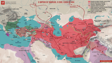 Mapa O Império de Tamerlão, o Coxo, cerca de 1404