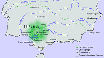 Map of Tartessos with Phoenician and Greek colonies