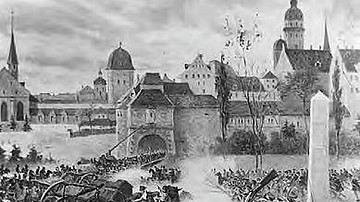 French Infantry Defend a Barricade Against a Prussian Assault at Leipzig