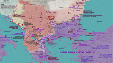 Carte de l'Empire bulgare sous le tsar Samuel