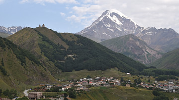 Mount Kazbeg in the Caucasus Mountains, Georgia