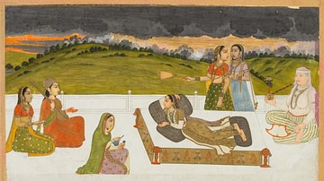 Mughal Princess Reclining on a Terrace with Attendants