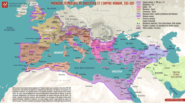 Carte de la première tétrarchie de Dioclétien et l'Empire romain