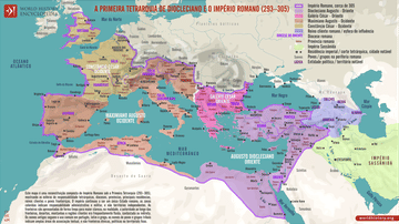 Mapa da Primeira Tetrarquia de Diocleciano e do Império Romano