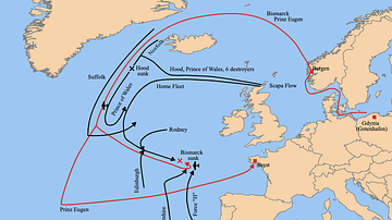 Map of the Bismarck's Route