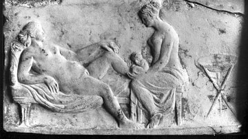 Ancient Roman Relief of a Midwife
