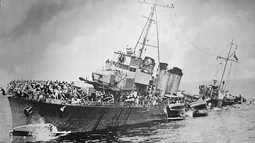 French Destroyer Sinking during the Dunkirk Evacuation