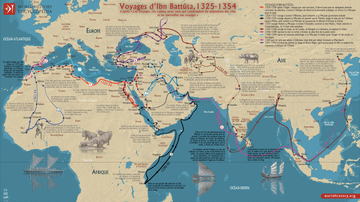 Carte des voyages d'Ibn Battûta, 1325-1354