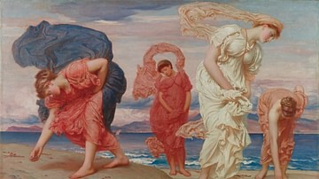 Greek Girls Picking up Pebbles by the Sea by Frederic Leighton