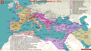 Mapa de Constantino el Grande y la transformación de Roma