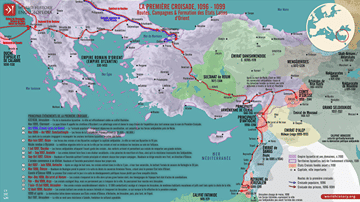 Carte de la première croisade, 1096 - 1099