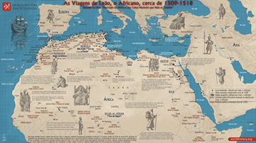Mapa As Viagens de Leão, o Africano, cerca de 1509-1518