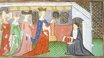Durand of Champagne Presenting a Book to Joan I of Navarre