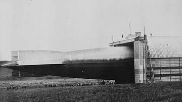 WWI Zeppelin Entering its Hangar