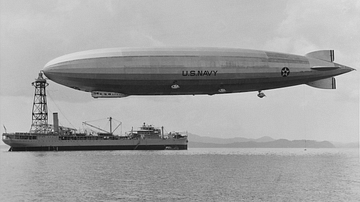 USS Los Angeles Tethered at Sea