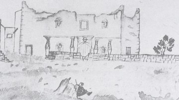 One of the First Drawings of the Alamo, 1838