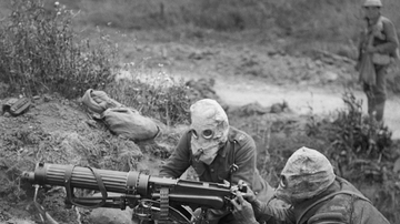 British Soldiers Wearing Gas Hoods, 1916