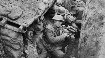 WWI Soldier Writing in the Trenches