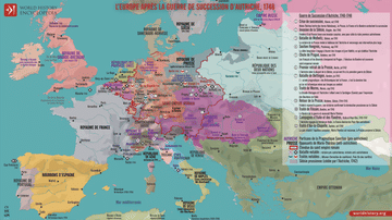 Carte de l’Europe après la guerre de Succession d’Autriche, 1748