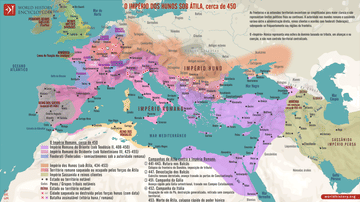 Mapa O Império dos Hunos sob Átila, cerca de 450