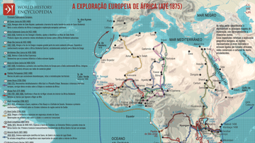 Mapa da Exploração Europeia de África, cerca de 1434-1877